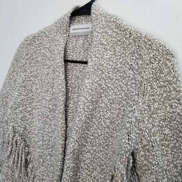 Alfred Dunner Fringe Cardigan Sweater Gray Multi Color Women's P Medium - Picture 5 of 8